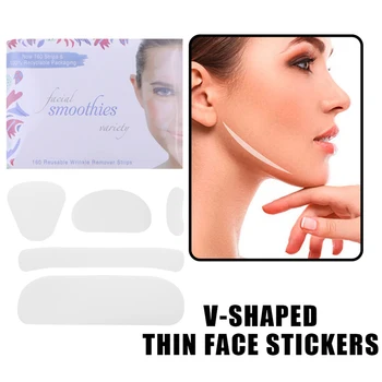 160 Adet Görünmez Yüz Boyun Göz Kaldırıcı Sticker Yüz Zayıflama Bandı Kırışıklık Kaldırma Yüz Üçgen kırışıklık giderici Şeritler Bant - Görüntü 2  