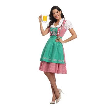 Cadılar bayramı Geleneksel Bavyera Octoberfest Alman Bira Wench Cosplay Kostüm Yetişkin Oktoberfest Dirndl Hizmetçi Elbise Önlük İle - Görüntü 2  
