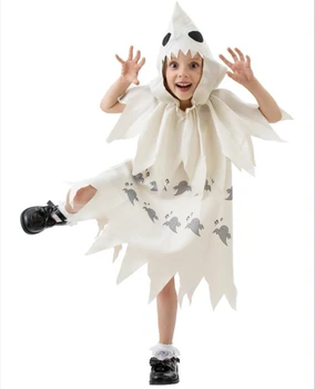 Çocuklar Cadılar Bayramı Anime Çocuk Oyun Karakteri Kostüm Utangaç Küçük Beyaz Hayalet Baskılı Etek Komik Elbise Cadılar Bayramı Kostüm Çocuklar için - Görüntü 2  