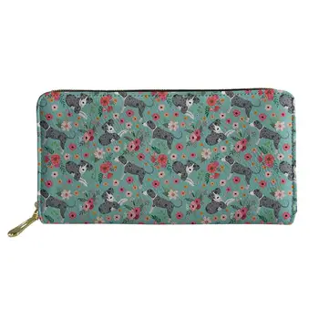 Yeşil Çiçek Desen Uzun Cüzdan Fermuarlı Telefon çantası kart tutucu Bayanlar Debriyaj Çanta Carteira Çanta Notecase 2019 - Görüntü 1  