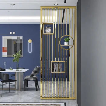 Modern paslanmaz çelik ekran titanyum metal yemek odası gül altın bölme basit ışık lüks sundurma oturma odası İskandinav tarzı - Görüntü 1  