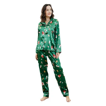 Yetişkin Çocuklar Noel Baba Cosplay Kostüm Geyik Baskı Pijama Kadın Kızlar Gömlek Pantolon Pijama Kıyafet Cadılar Bayramı Karnaval Parti Elbise - Görüntü 2  