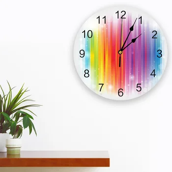 Çizgi Rengi Fantezi Şerit Doku Yatak Odası duvar saati Büyük Modern Mutfak Yemek Yuvarlak duvar saati s Oturma Odası İzle Ev Dekorasyonu - Görüntü 2  