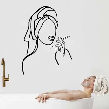 Minimalist Çizgiler Soyut Sanat Türban Kadın Vinil duvar çıkartmaları Ev Oturma Odası Yatak Odası Banyo Odası Kişilik Moda Dekor Hediye - Görüntü 1  