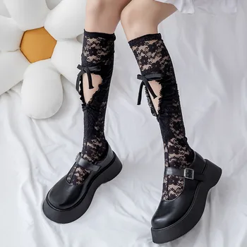 Dantel Aşk İçi Boş Buzağı Çorap Bayanlar Bölüm Tüm Maç Japon Öğrenci Uzun Tüp İçi Boş Yay Lolita Beyaz Seksi Çorap - Görüntü 2  