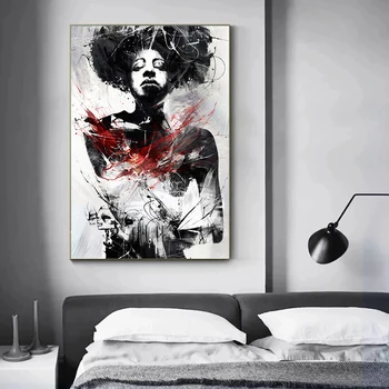 Duvar sanatı tuval yağlıboya Soyut Resim Modern Stil Bayan Renkli Kadın Posteri Baskılar Süslemeleri Oturma Odası Ev Dekor için - Görüntü 2  