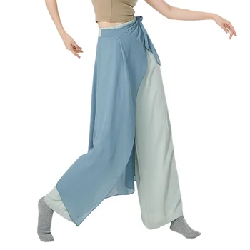 Yeni Yetişkin Klasik Dans Şifon Palazzo Pantolon Geniş Bacak Pantolon cıngıllı şal Etek Tek Parça Kostüm Kadınlar için Dans Elbise - Görüntü 1  