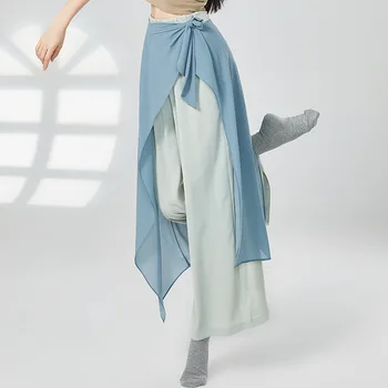 Yeni Yetişkin Klasik Dans Şifon Palazzo Pantolon Geniş Bacak Pantolon cıngıllı şal Etek Tek Parça Kostüm Kadınlar için Dans Elbise - Görüntü 2  