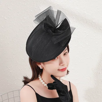 X4022 Yetişkin İngiliz Örgü Headdress Şapka Bayan Gelin Headdress Retro Bayan Saç Elbise Ziyafet Headdress Keten Kap - Görüntü 1  