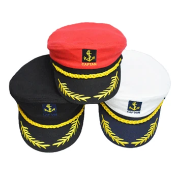 Yetişkin Yat Tekne Gemi Denizci Kaptan Kostüm Şapka Kap Donanma Deniz Amiral İşlemeli Kaptan şapkası Cadılar Bayramı Kaptan Şapka - Görüntü 2  