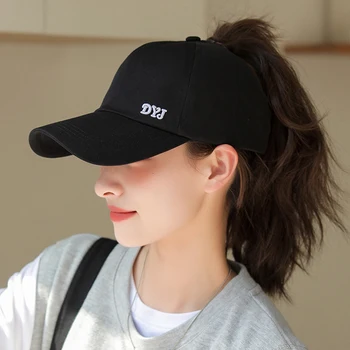 Mektup Düz Renk Yüksek At Kuyruğu beyzbol şapkası kadın Spor Golf Tenis Kap saç bandı Yüksek Topuz Güneş Koruyucu Şapka - Görüntü 1  