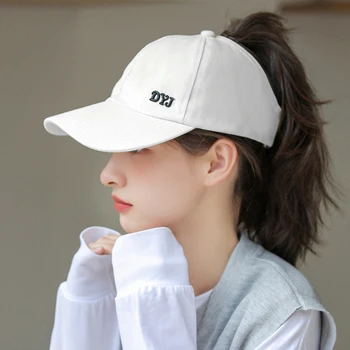 Mektup Düz Renk Yüksek At Kuyruğu beyzbol şapkası kadın Spor Golf Tenis Kap saç bandı Yüksek Topuz Güneş Koruyucu Şapka - Görüntü 2  