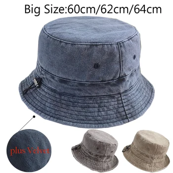 Sonbahar Kış Yeni Artı Kadife Kova Şapka Erkekler Kadınlar Büyük Kafa Balıkçı Şapka Kore Artı Boyutu Polar Sıcak güneş şapkası 62cm 63cm 64cm - Görüntü 1  
