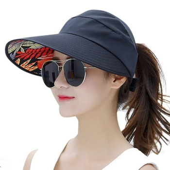Yaz Güneş Koruma Katlanır güneş şapkası Kadınlar İçin Geniş Kenarlı Şapka Bayanlar Plaj siperlikli şapka Kız Tatil UV Koruma güneş şapkası - Görüntü 1  