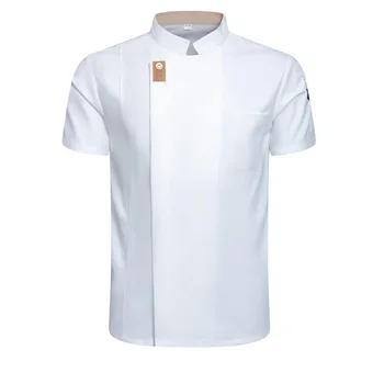 Şef ceketi Erkekler Kadınlar için Kısa Kollu Aşçı Gömlek Fırın Restoran Garson Üniforma Üst - Görüntü 2  