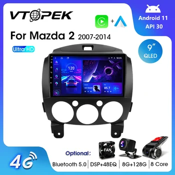 Vtopek 2Din İçin Mazda2 2007-2014 4G Android 11 Araba Stereo Radyo Multimedya Video Oynatıcı Navigasyon GPS Kafa Ünitesi Carplay - Görüntü 1  