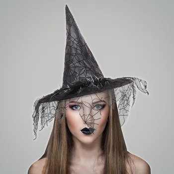 Cadılar bayramı cadı şapkası Örgü cadı şapkası Makyaj Kostüm Prop Cosplay Topu cadı şapkası Cadılar Bayramı Headdress Parti Kapaklar İyilik - Görüntü 1  