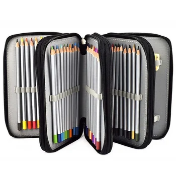 Renkli Kalem Kutusu Bölmeli Yuvaları Kullanışlı Kalem Çantaları için Büyük suluboya Kalemler Jel Kalemler ve Sıradan Kalemler - Görüntü 2  