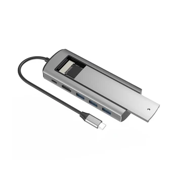 USB3. 0 HUB Disk Depolama Fonksiyonu İle M. 2 SSD NVMe SATA Tip C HDMI Uyumlu HDD Yerleştirme İstasyonu PC Tablet Aksesuarları - Görüntü 1  