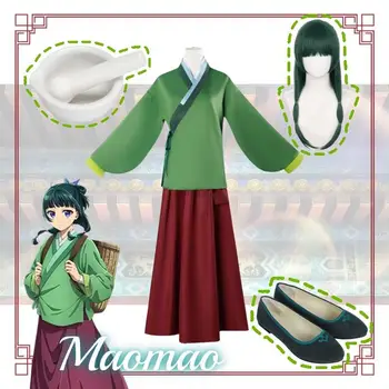 Maomao Cosplay Kostüm Peruk Ayakkabı Aracı Anime Eczacı Günlükleri Yeşil Üst Mor Etek Üniforma Kusuriya Hiçbir Hitorigoto Kadın - Görüntü 1  