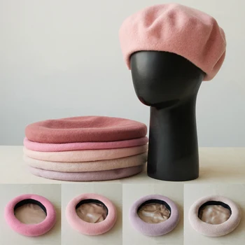 2023 Yeni Moda Sonbahar Kış Şapka Yün Kalın Bere Fransız Çok Renkli Sanatçı Ressam Şapka Kız Kadın Retro Sıcak Kap Kasketleri - Görüntü 1  