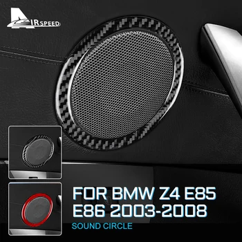 Karbon Fiber Araba Kapı Ses hoparlör Çerçeve Halka Trim Sticker Bmw İçin Z4 E85 E86 2003-2008 Roadster Aksesuarları İç - Görüntü 1  