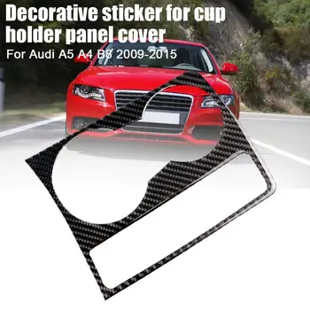 Audi için A4 B8 A5 2009-2015 Araba Merkezi Konsol Su Bardağı Tutucu Kapak Trim Karbon Fiber Araba Sticker İç Aksesuarları - Görüntü 1  
