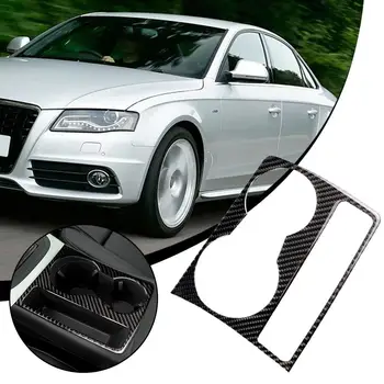 Audi için A4 B8 A5 2009-2015 Araba Merkezi Konsol Su Bardağı Tutucu Kapak Trim Karbon Fiber Araba Sticker İç Aksesuarları - Görüntü 2  