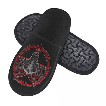 Şeytan Keçi Şeytan Baphomet 666 ev terlikleri Yumuşak Bellek Köpük Ayakkabı Pentagram Gizli Sihirli Rahat Sıcak kaymaz Taban Terlik - Görüntü 2  