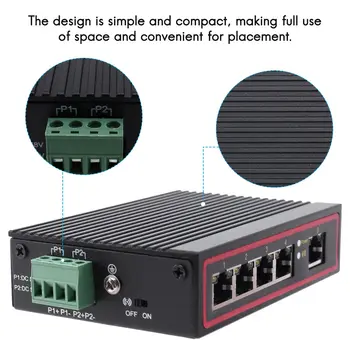 5-Port RJ45 10/100 M Ethernet Masaüstü Anahtarı Hub Ağ Dizüstü DİN Ray Tipi - Görüntü 1  