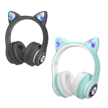 Bluetooth Kulaklıklar Mikrofonlu Kablosuz Kulaklıklar / RGB LED ışık, Çocuklar için Tablet / Okul / İpad / Akıllı Telefon-Yeşil - Görüntü 1  