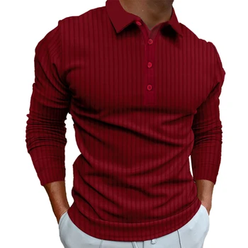 Uygun fiyatlı Marka Yeni T Shirt Erkek T Shirt Düğme Yukarı Yaka Uzun Kollu Erkek Gömlek Spor Giyim Sweetwear T Shirt Üst - Görüntü 2  