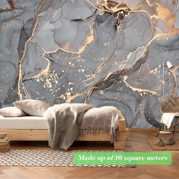 Özel duvar kağıdı 3D Duvar Koyu Retro Gri Altın Mermer Hattı Arka Plan Duvar Fotoğraf Oturma Odası Yatak Odası TV Arka Plan Duvar Kağıdı - Görüntü 1  
