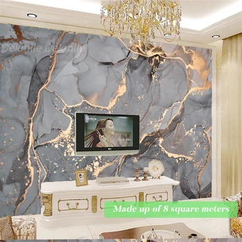 Özel duvar kağıdı 3D Duvar Koyu Retro Gri Altın Mermer Hattı Arka Plan Duvar Fotoğraf Oturma Odası Yatak Odası TV Arka Plan Duvar Kağıdı - Görüntü 2  