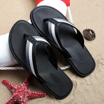 WEH flip flop erkekler tasarımcı plaj yaz slaytlar erkekler için lüks marka Ayakkabı siyah yumuşak Moda erkek terlikleri büyük boy 47 48 - Görüntü 1  