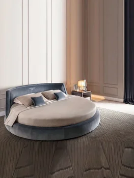 İtalyan atmosfer çift kişilik yatak, ışık lüks, ana yatak odası, modern basit kumaş, moda yaratıcılık - Görüntü 2  