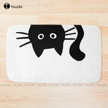 Banyo için Komik Siyah Kedi Banyo Paspası Banyo Paspasları - Görüntü 1  