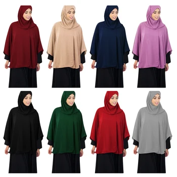 Mütevazı Büyük Khimar Müslüman Kadınlar Namaz Başörtüsü Overthead Üstleri Giysi Şal Peçe Burka Arapça Kapüşonlu Pelerin İslam Ramazan Giyim - Görüntü 1  