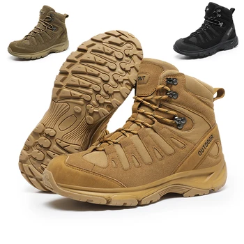 Sonbahar Kış Taktik Savaş Eğitimi Çöl Askeri Botlar erkek ayakkabısı Açık Avcılık Yürüyüş Tırmanma Kaymaz yarım çizmeler - Görüntü 1  