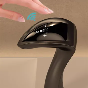 Yeni Akıllı Dijital Ekran Sensör Havzası Musluk Sıcak ve Soğuk Su Mikser Duvara Monte Banyo Pirinç Lavabo Vanity Musluk - Görüntü 1  