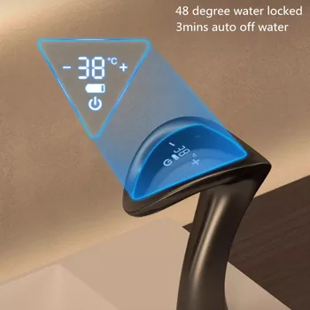 Yeni Akıllı Dijital Ekran Sensör Havzası Musluk Sıcak ve Soğuk Su Mikser Duvara Monte Banyo Pirinç Lavabo Vanity Musluk - Görüntü 2  