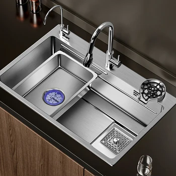 Çoklu Boyut Nano 304 paslanmaz çelik mutfak lavabosu büyük tek yuvalı lavabo Kase Ev Geliştirme Drenaj Aksesuarları - Görüntü 1  