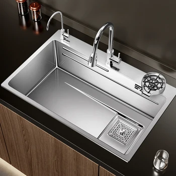 Çoklu Boyut Nano 304 paslanmaz çelik mutfak lavabosu büyük tek yuvalı lavabo Kase Ev Geliştirme Drenaj Aksesuarları - Görüntü 2  