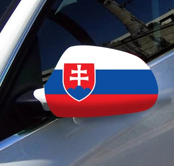 Doğrudan Teslimat 2 Adet Ücretsiz Boyut Dört yönlü streç kumaş Slovakya Slovak Bayrakları Araba Ayna Kapağı - Görüntü 1  