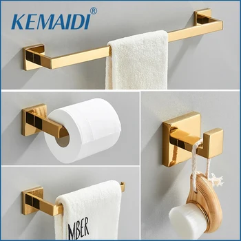 KEMAIDI Banyo Aksesuarları Setleri 4 adet Altın Havlu Bar Robe Hooks Tuvalet Kağıdı Rulo Tutucu 304 Paslanmaz Çelik Donanım Set - Görüntü 1  