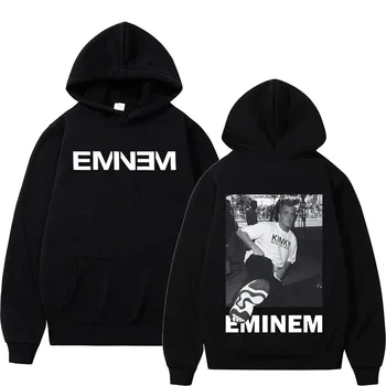 Rapçi Eminem Grafik Hoodie Erkekler Kadınlar Yüksek Kaliteli Polar Kazaklar Sonbahar Kış Moda Vintage kapüşonlu eşofman üstü Streetwear - Görüntü 1  