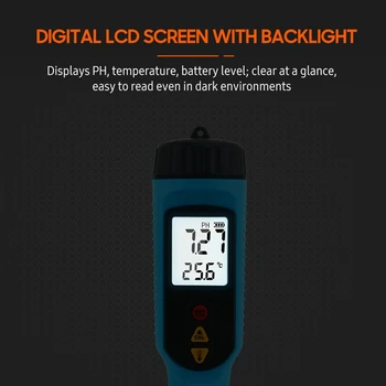 PH818M ph ölçer Çözümü Sıcaklık Ölçer LCD Arka dijital prob Gıda İşleme İçin 2 İn 1 Gıda PH test cihazı - Görüntü 2  