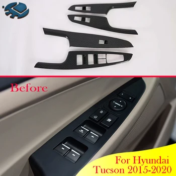 Hyundai Tucson 2015-2020 için Araba Aksesuarları Karbon Fiber Tarzı Kapı Pencere Kol Dayama Kapağı Anahtarı Paneli Trim Kalıplama Garnitür - Görüntü 1  