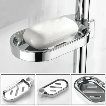 Sabunluk Ayarlanabilir Duş Rayı Sabunluk Plaka Duş Çubuğu sürgü için ABS Krom sürgü Banyo Tepsisi - Görüntü 1  