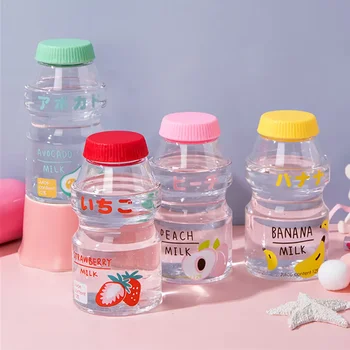480ml Büyük Taşınabilir plastik bardak Çilek Saman Su Şişesi Sevimli Karikatür Kawaii Kız Öğrenci Çocuklar İçme Bardağı meyve suyu şişesi - Görüntü 2  